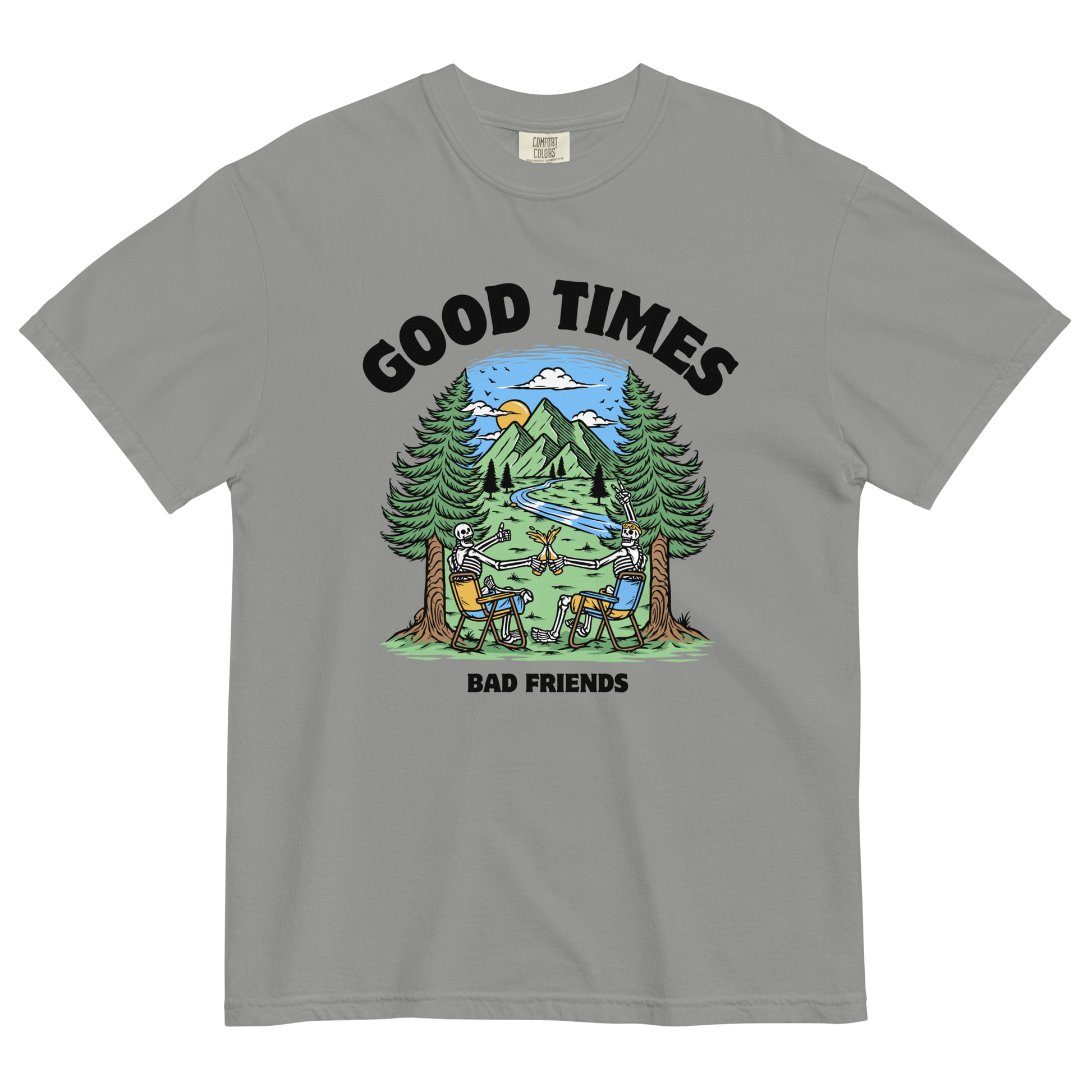 Good Times Bad Friends Heavyweight T-Shirt Online - Grey - Boozy Fox