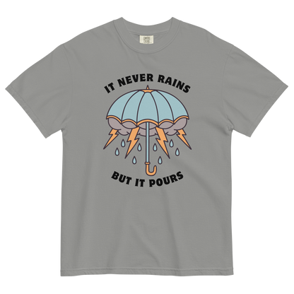 It Never Rains But It Pours Heavyweight T-Shirt Online - Grey - Boozy Fox