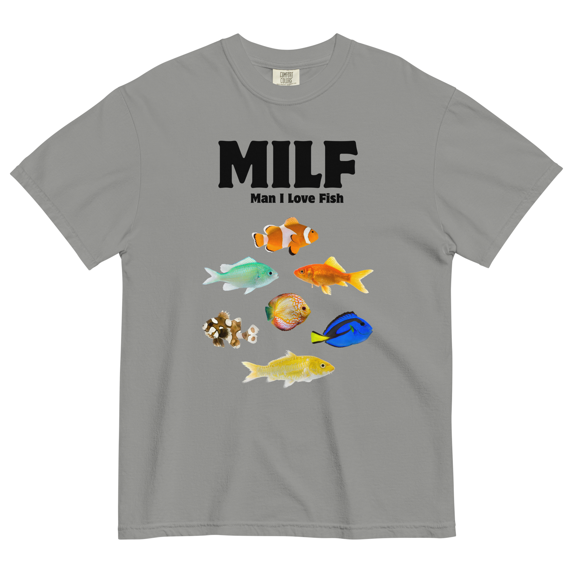 Man I Love Fish Heavyweight T-Shirt Online - Grey - Boozy Fox