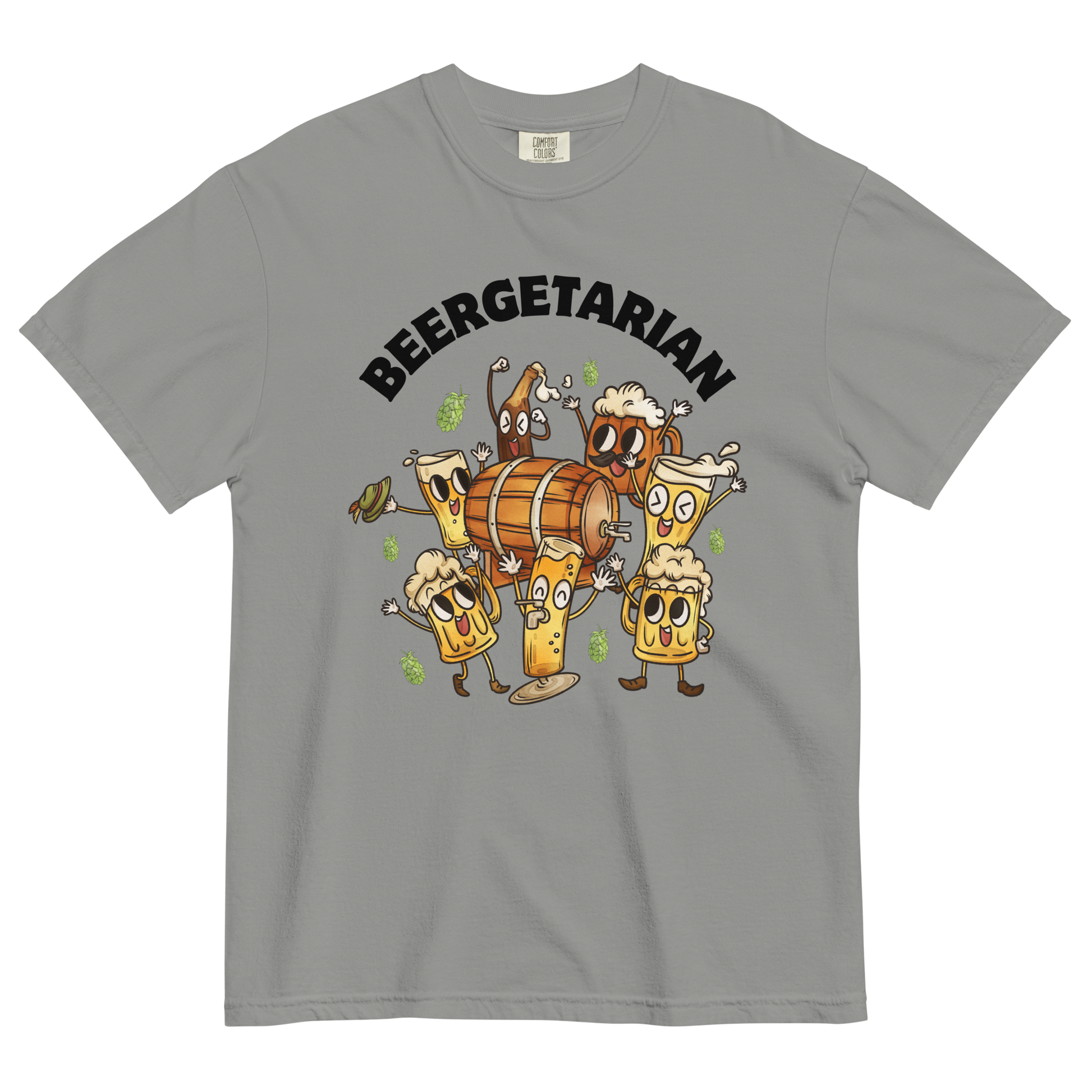 Beergetarian Beer Heavyweight T-Shirt Online - Grey - Boozy Fox