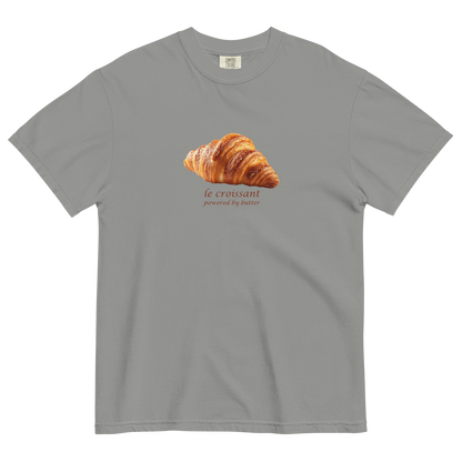 Funny Le Croissant heavyweight graphic t-shirt in grey by Boozy Fox