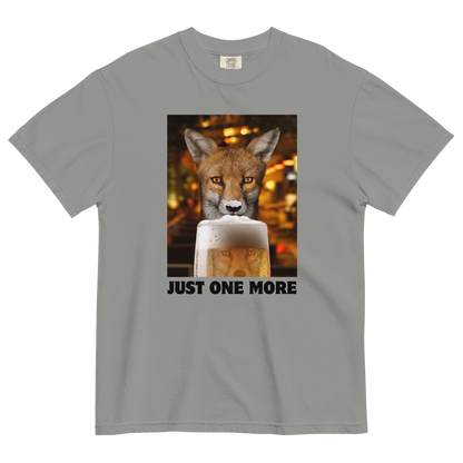 Funny Just One More Fox heavyweight graphic t-shirt in grey by Boozy Fox