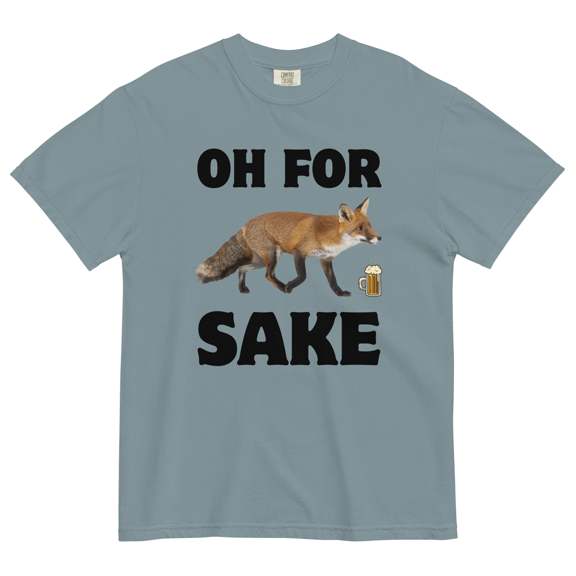 Oh For Fox Sake Heavyweight T-Shirt Online - Ice Blue - Boozy Fox