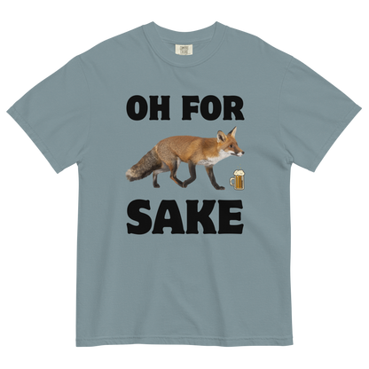 Oh For Fox Sake Heavyweight T-Shirt Online - Ice Blue - Boozy Fox