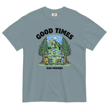 Good Times Bad Friends Heavyweight T-Shirt Online - Ice Blue - Boozy Fox