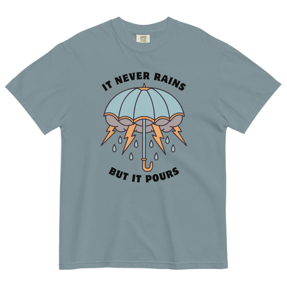 It Never Rains But It Pours Heavyweight T-Shirt Online - Ice Blue - Boozy Fox