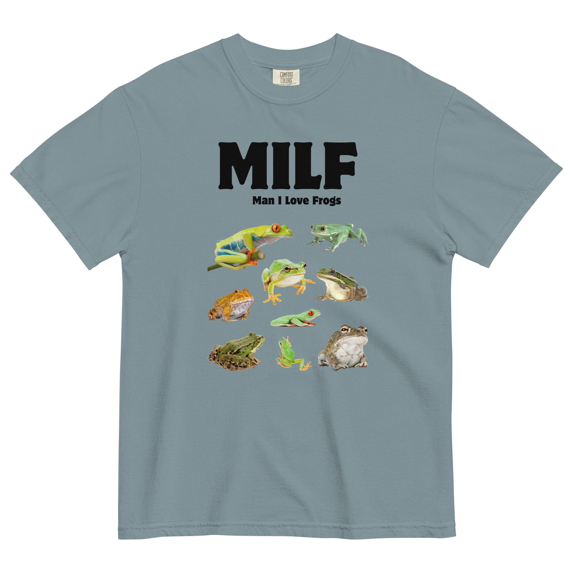 Man I Love Frogs Heavyweight T-Shirt Online - Ice Blue - Boozy Fox