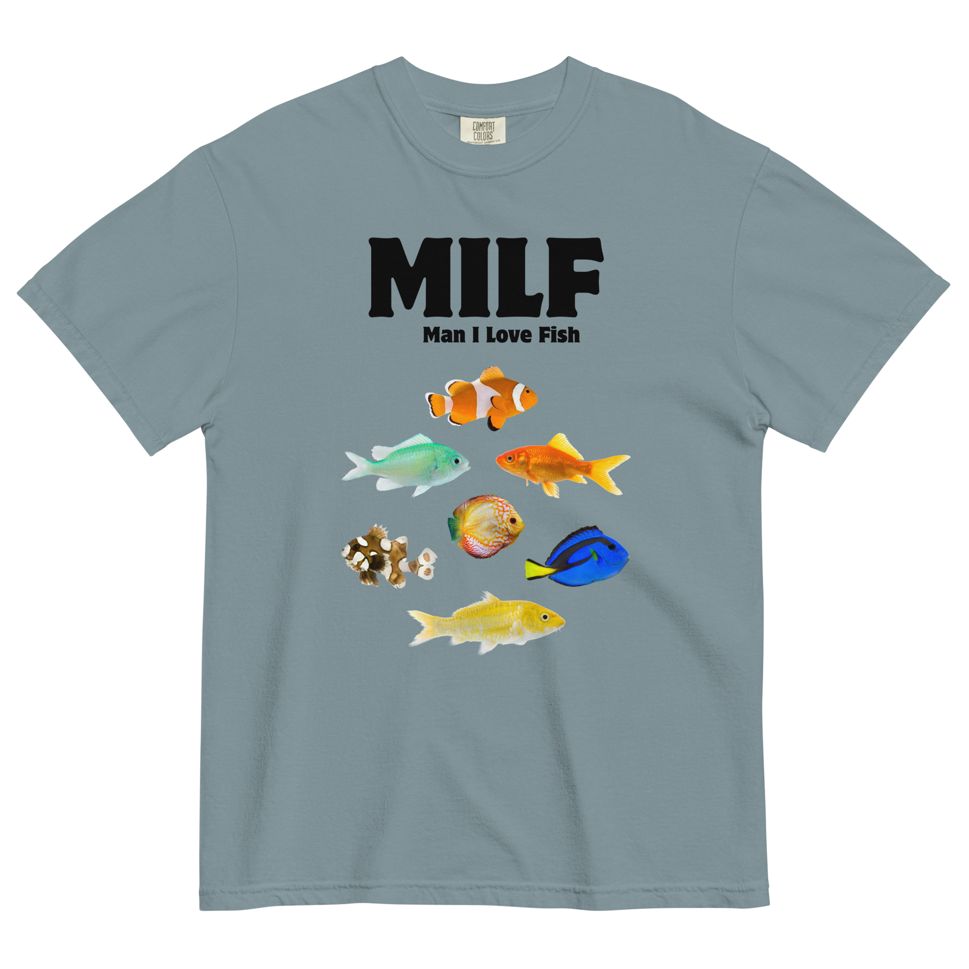Man I Love Fish Heavyweight T-Shirt Online - Ice Blue - Boozy Fox