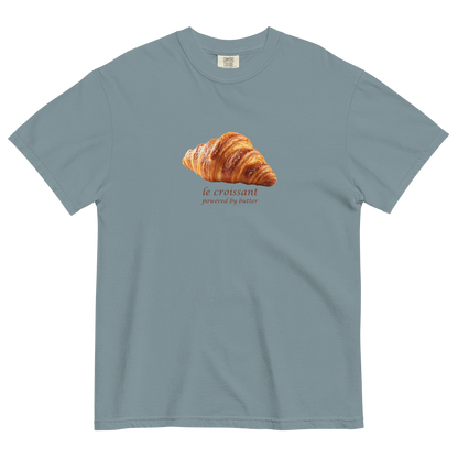 Funny Le Croissant heavyweight graphic t-shirt in ice blue by Boozy Fox