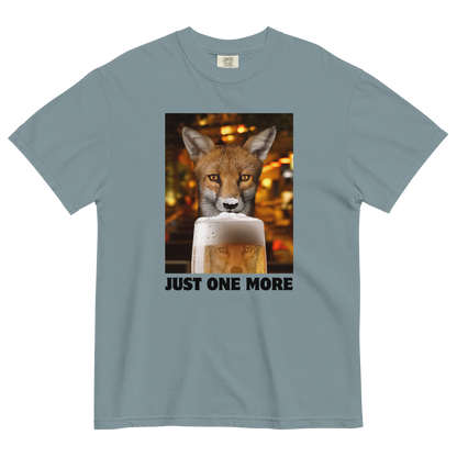 Funny Just One More Fox heavyweight graphic t-shirt in ice blue by Boozy Fox