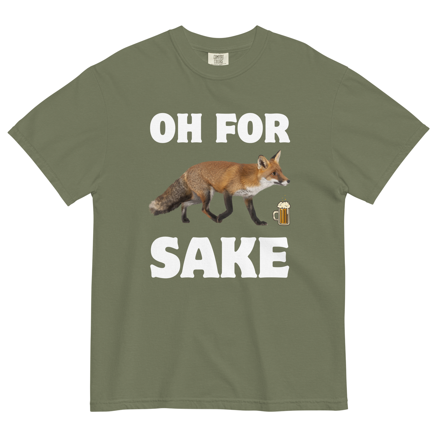 Oh For Fox Sake Heavyweight T-Shirt Online - Moss - Boozy Fox