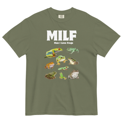 Man I Love Frogs Heavyweight T-Shirt Online - Moss Green - Boozy Fox