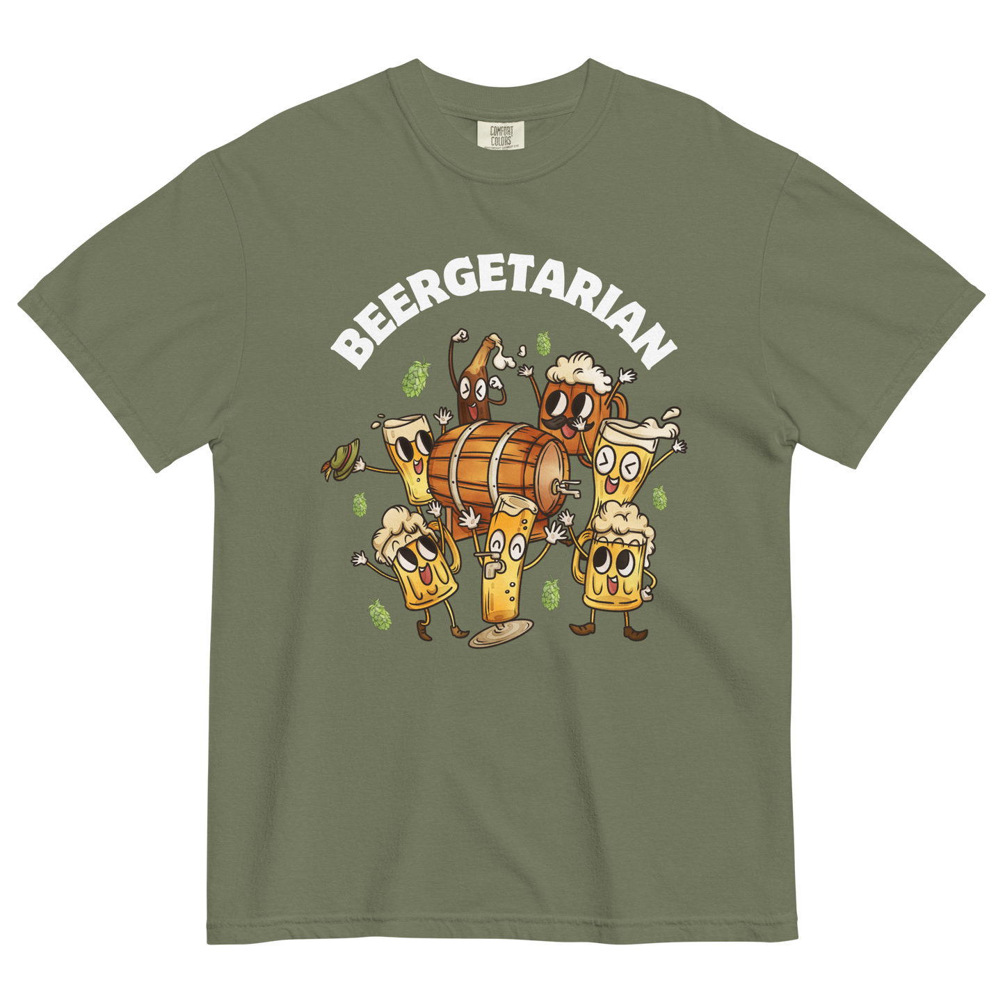 Beergetarian Beer Heavyweight T-Shirt Online - Moss Green - Boozy Fox