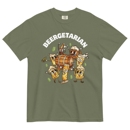 Beergetarian Beer Heavyweight T-Shirt Online - Moss Green - Boozy Fox