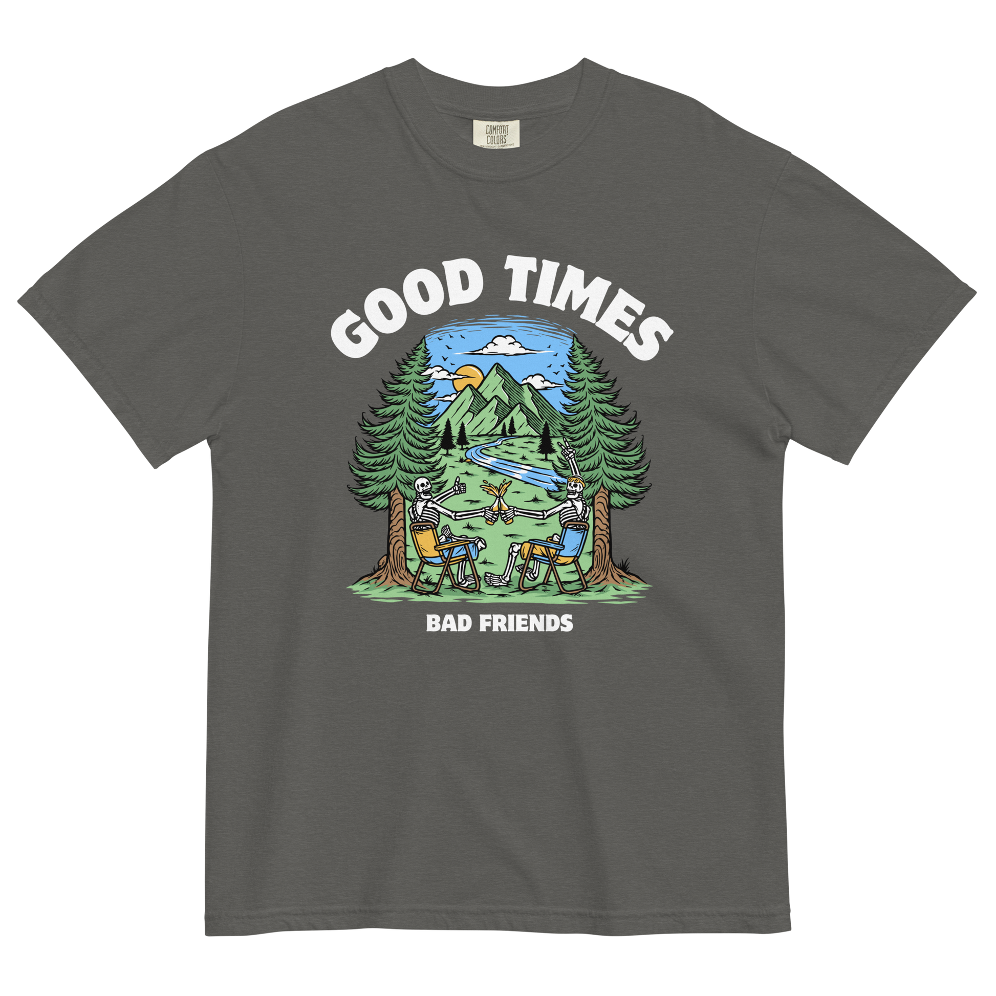 Good Times Bad Friends Heavyweight T-Shirt Online - Pepper - Boozy Fox