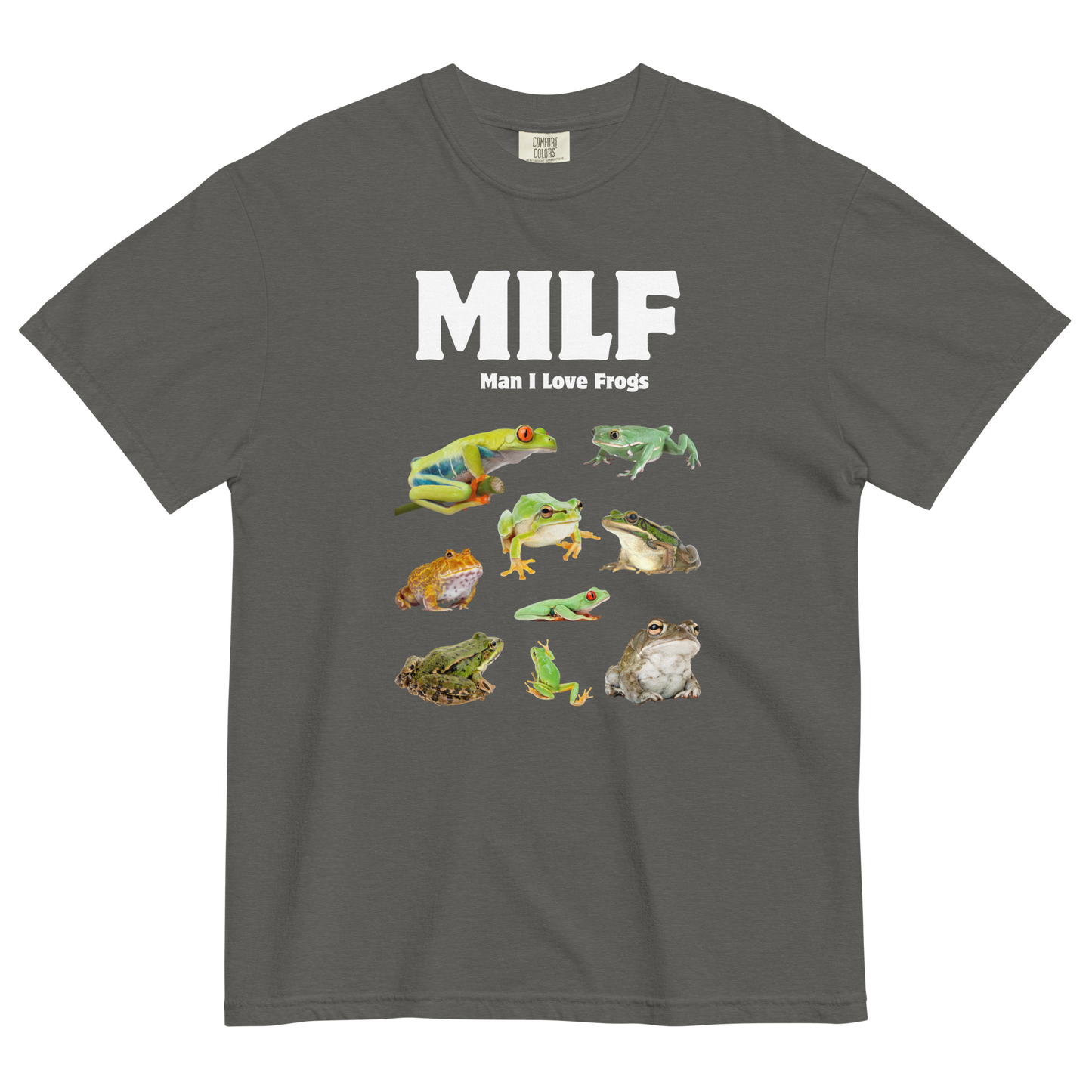Man I Love Frogs Heavyweight T-Shirt Online - Pepper Gray - Boozy Fox