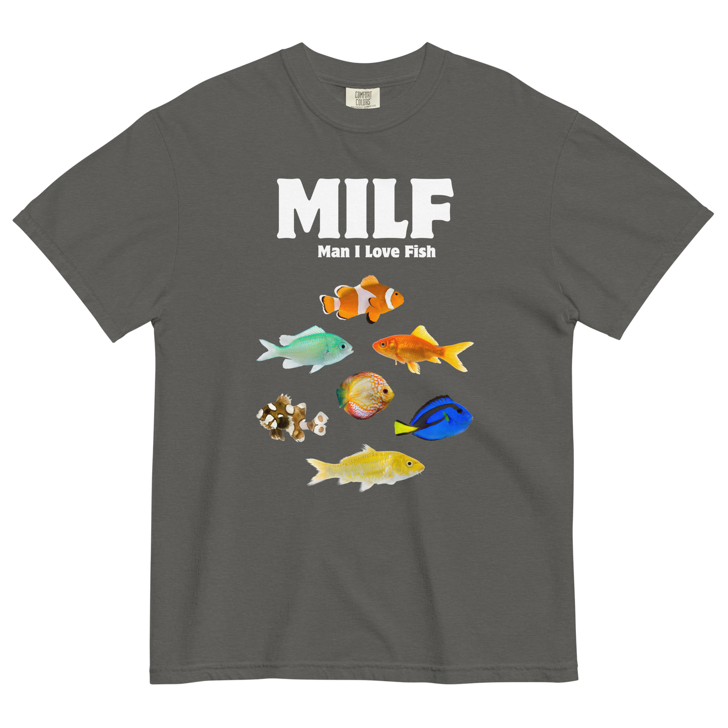 Man I Love Fish Heavyweight T-Shirt Online - Pepper - Boozy Fox