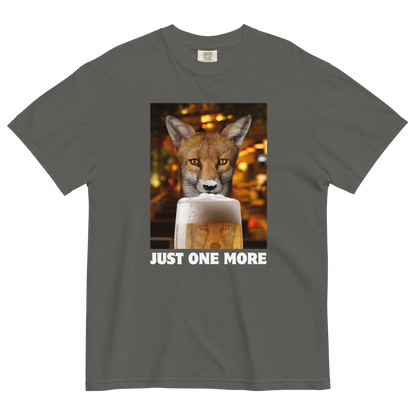Funny Just One More Fox heavyweight graphic t-shirt in pepper grey by Boozy Fox