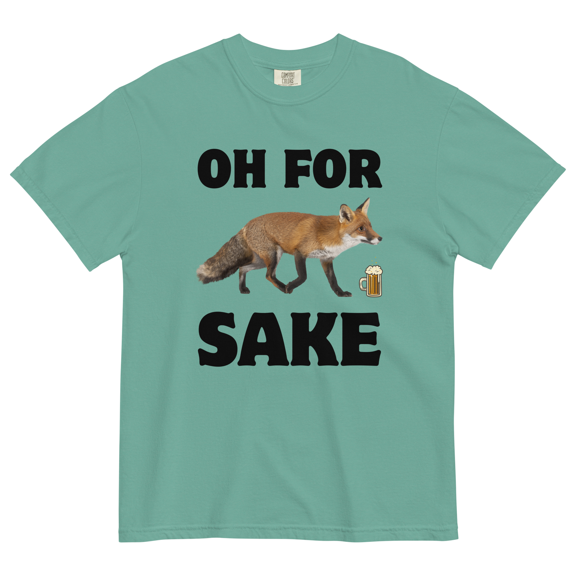 Oh For Fox Sake Heavyweight T-Shirt Online - Seafoam - Boozy Fox