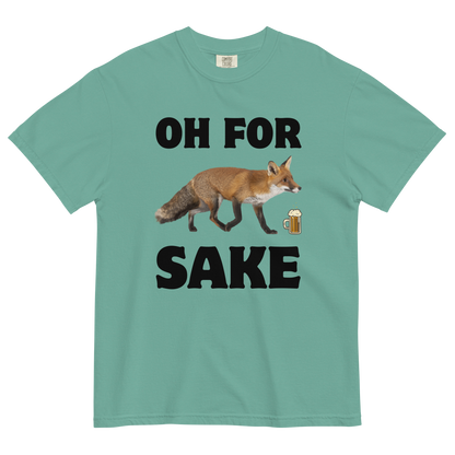 Oh For Fox Sake Heavyweight T-Shirt Online - Seafoam - Boozy Fox