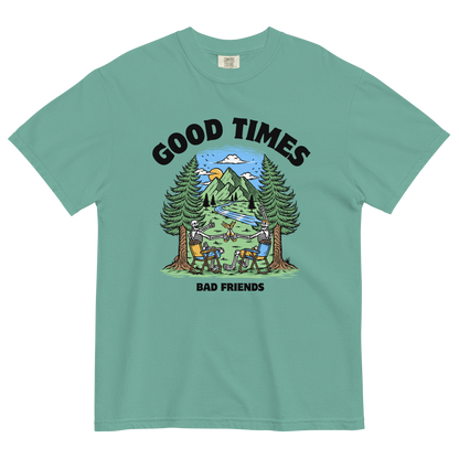 Good Times Bad Friends Heavyweight T-Shirt Online - Seafoam - Boozy Fox