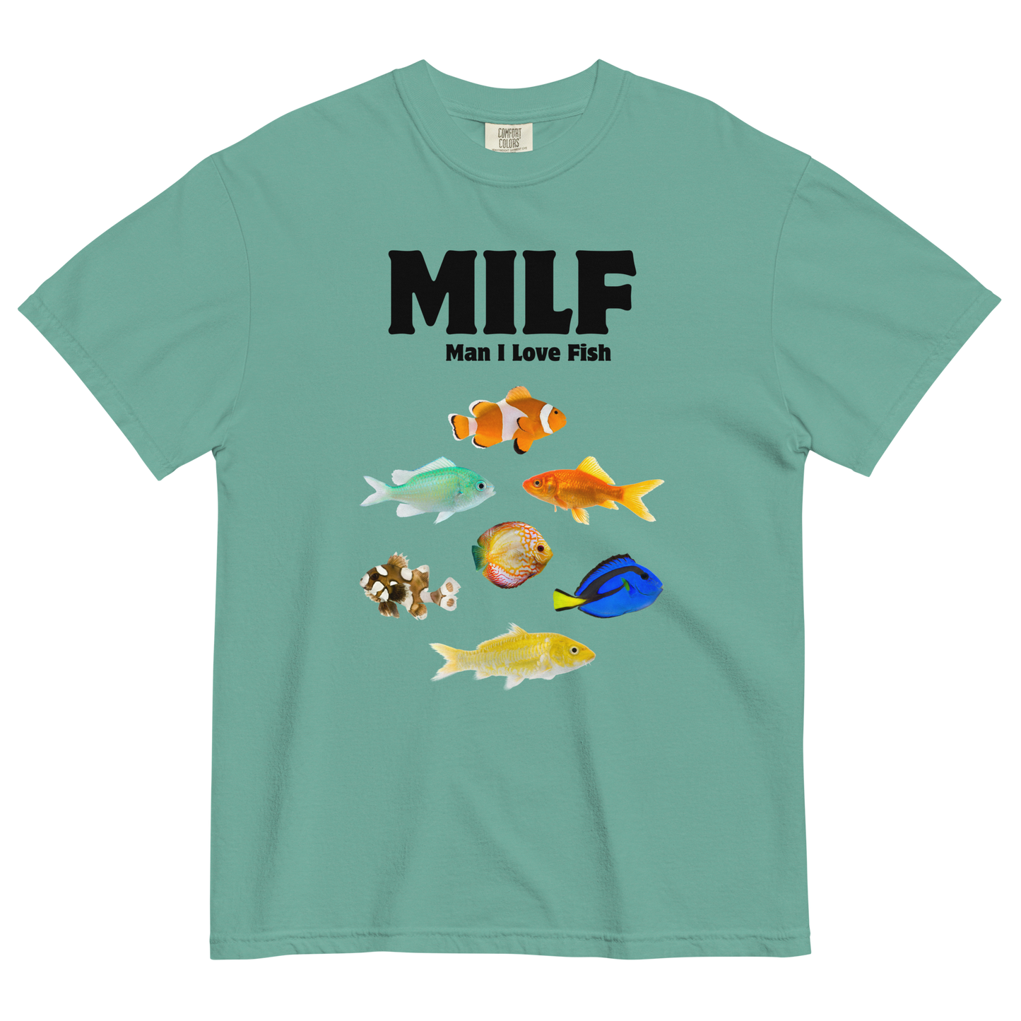 Man I Love Fish Heavyweight T-Shirt Online - Seafoam - Boozy Fox