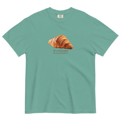 Funny Le Croissant heavyweight graphic t-shirt in seafoam by Boozy Fox