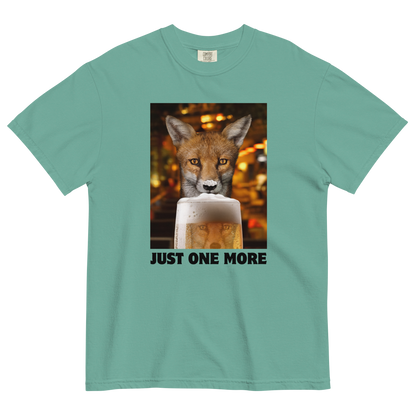 Funny Just One More Fox heavyweight graphic t-shirt in seafoam by Boozy Fox