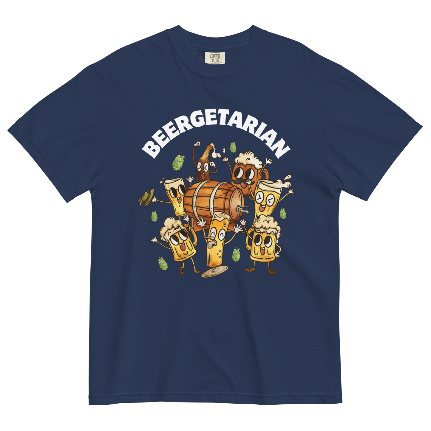 Beergetarian Beer Heavyweight T-Shirt Online - True Navy - Boozy Fox