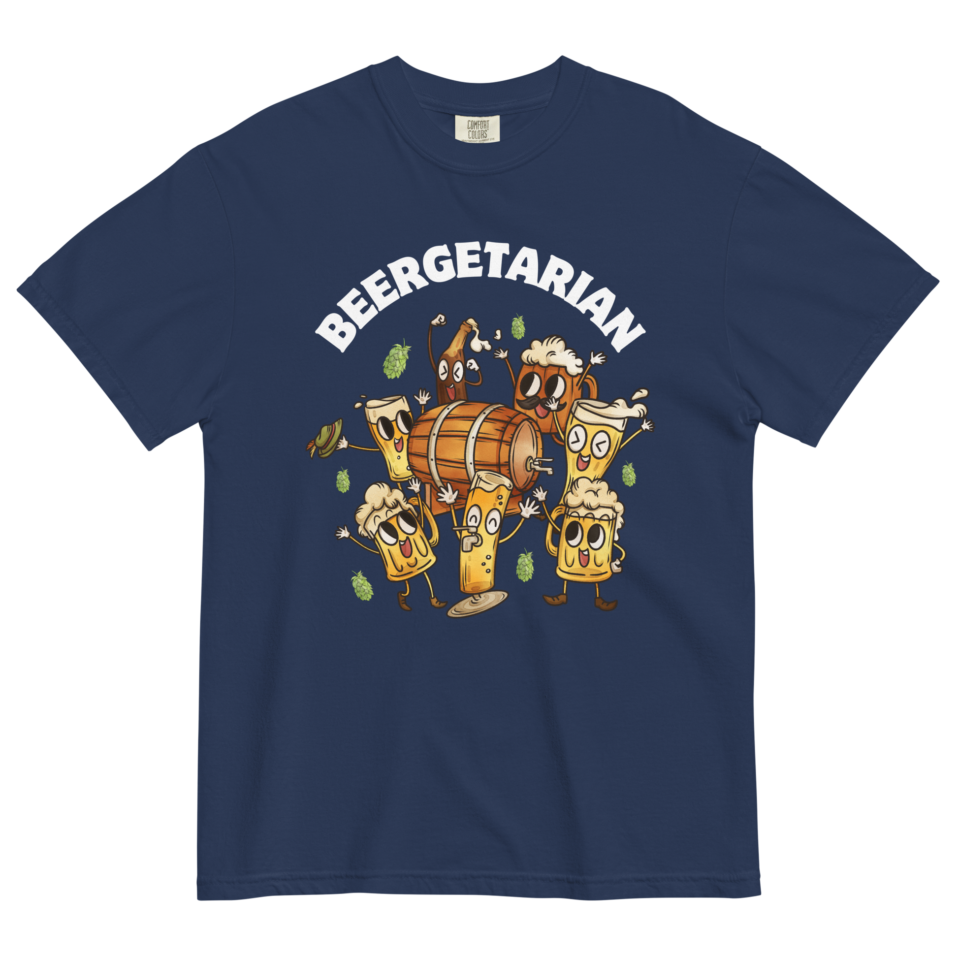 Beergetarian Beer Heavyweight T-Shirt Online - True Navy - Boozy Fox