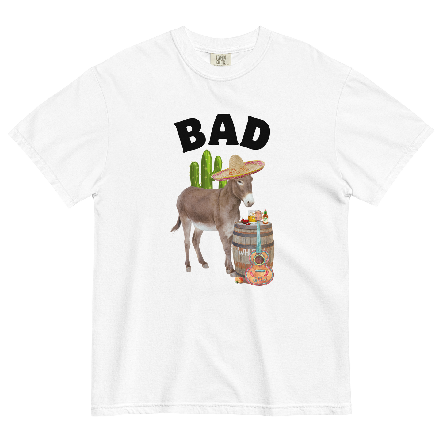 Bad Ass Donkey Heavyweight T-Shirt Online - White - Boozy Fox