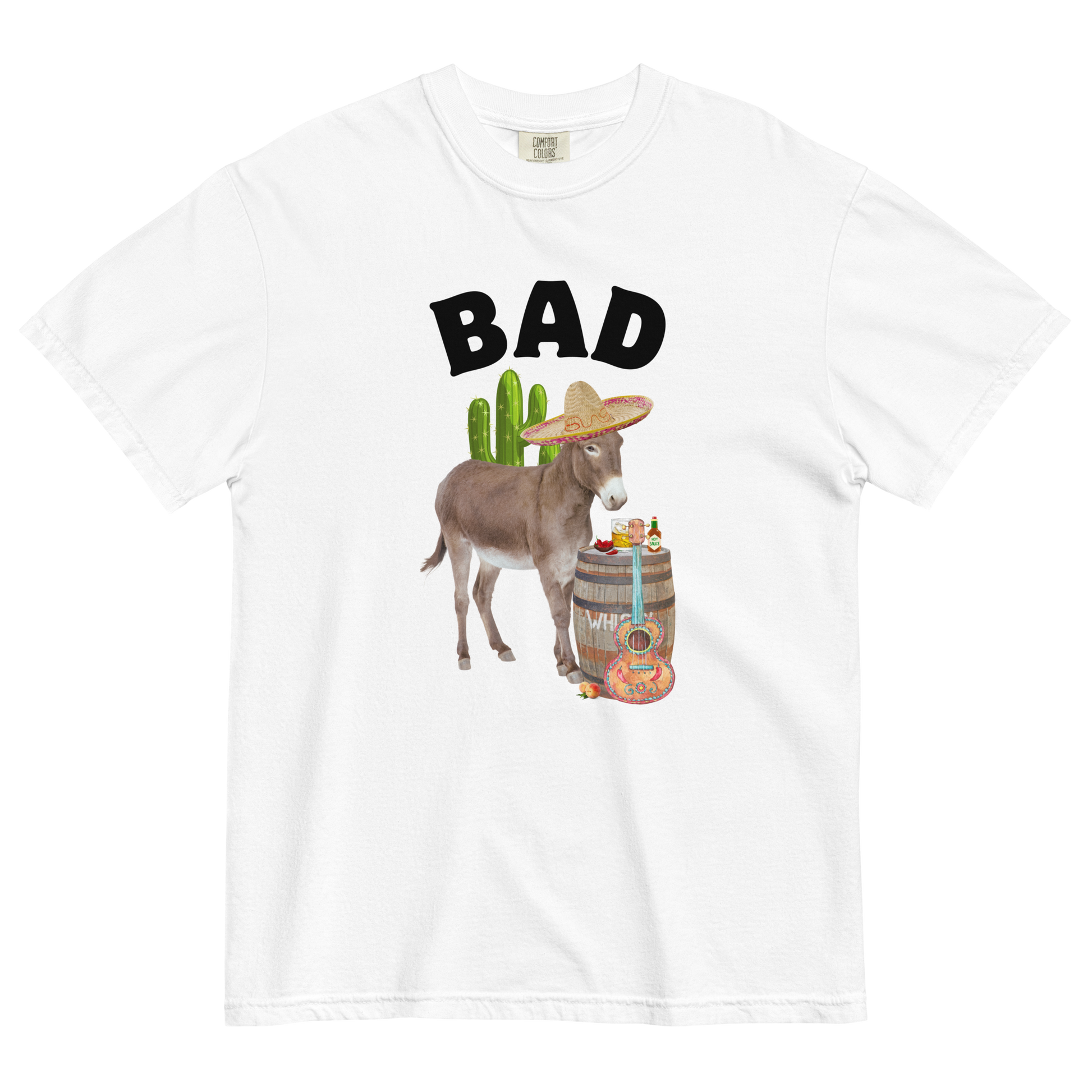 Bad Ass Donkey Heavyweight T-Shirt Online - White - Boozy Fox