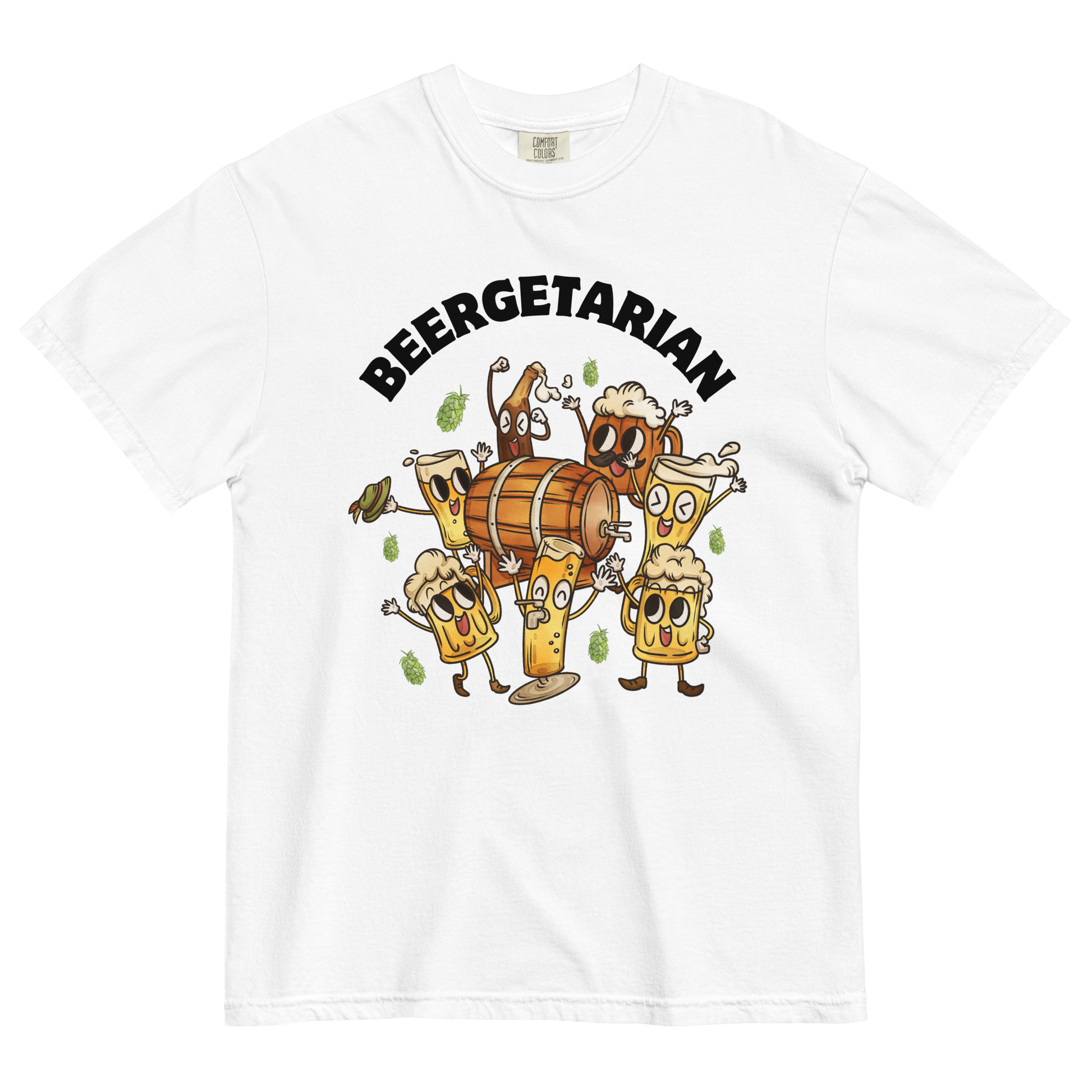 Beergetarian Beer Heavyweight T-Shirt Online - White - Boozy Fox