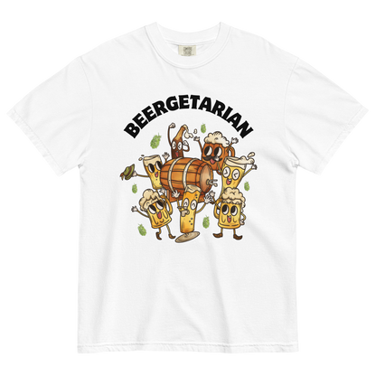 Beergetarian Beer Heavyweight T-Shirt Online - White - Boozy Fox