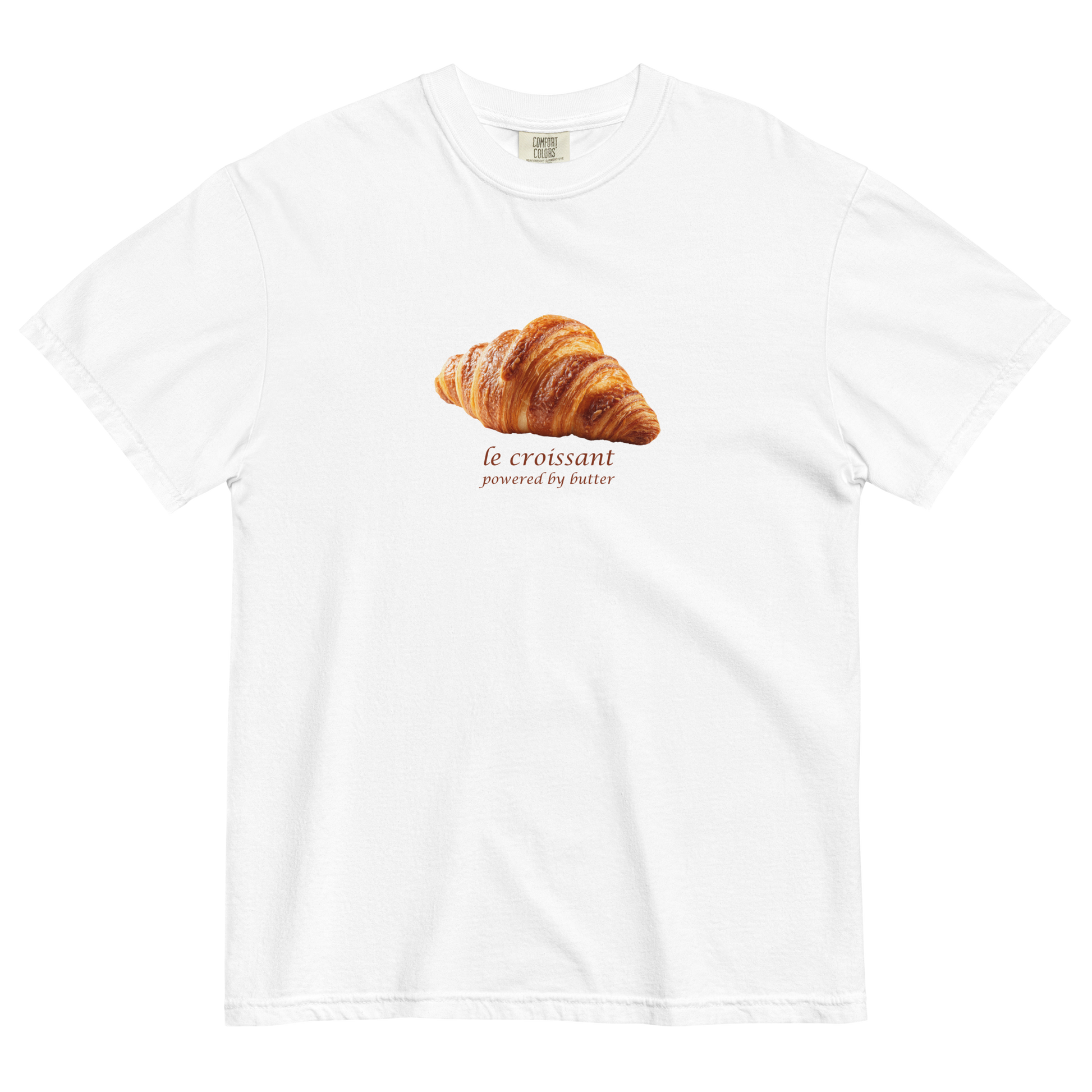 Funny Le Croissant heavyweight graphic t-shirt in white by Boozy Fox