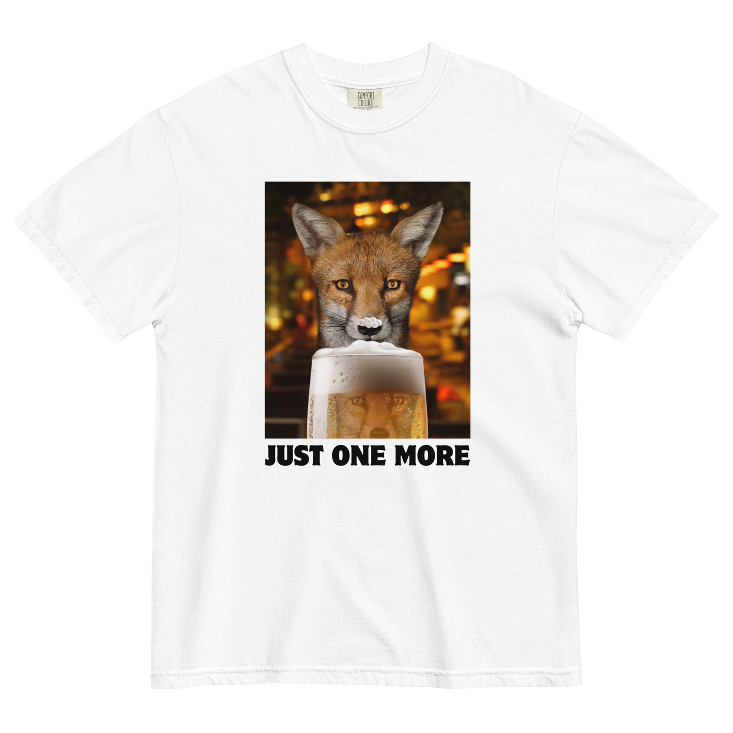 Funny Just One More Fox heavyweight graphic t-shirt in white by Boozy Fox