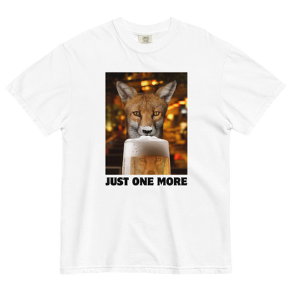 Funny Just One More Fox heavyweight graphic t-shirt in white by Boozy Fox