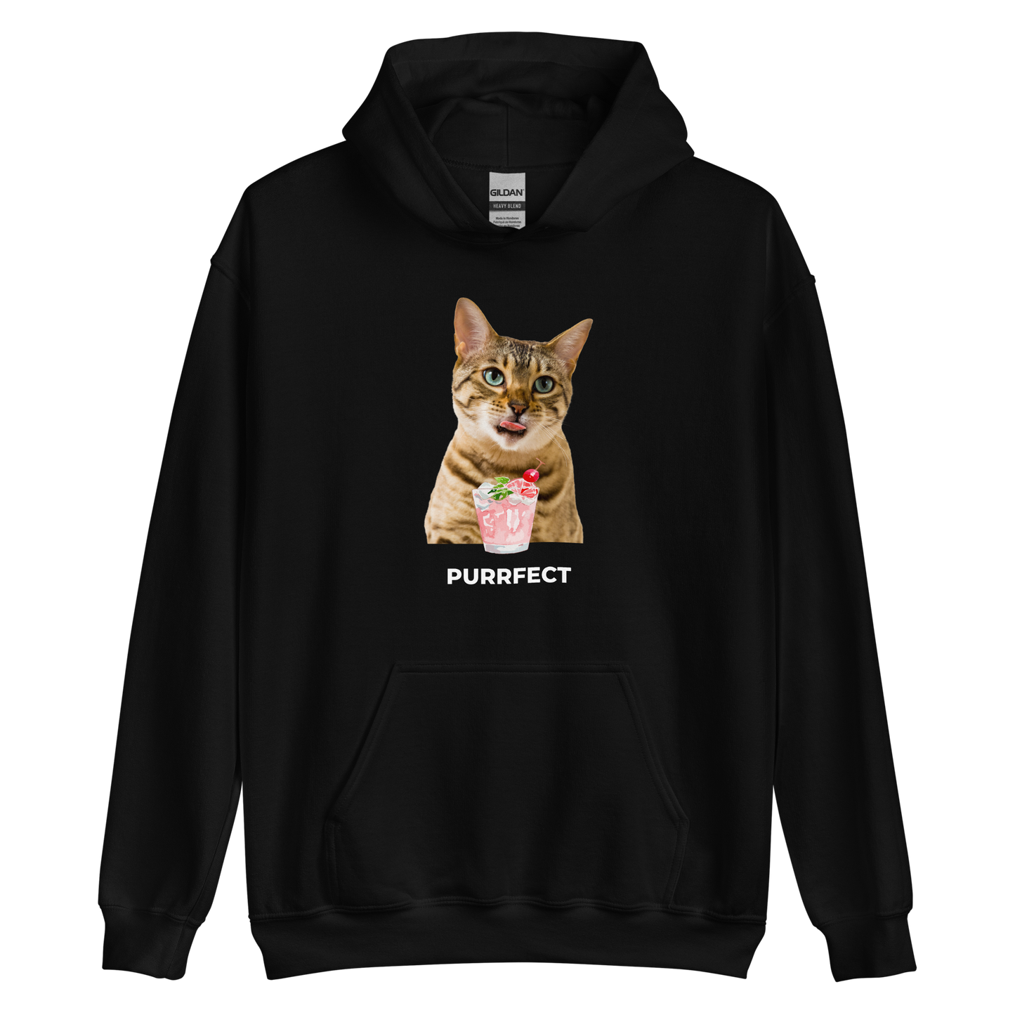 Black Cat Hoodie featuring an adorable Purrfect graphic on the chest - Funny Graphic Cat Hoodies - Boozy Fox