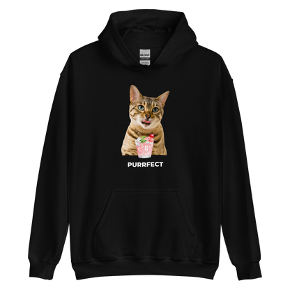 Black Cat Hoodie featuring an adorable Purrfect graphic on the chest - Funny Graphic Cat Hoodies - Boozy Fox