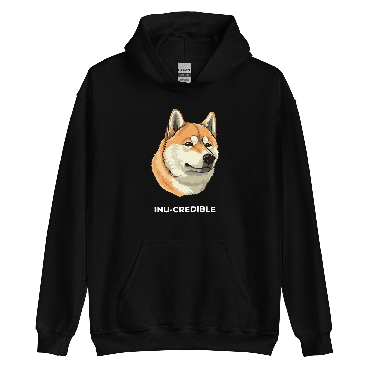 Black Shiba Inu Hoodie featuring the Inu-Credible graphic on the chest - Funny Graphic Shiba Inu Hoodies - Boozy Fox