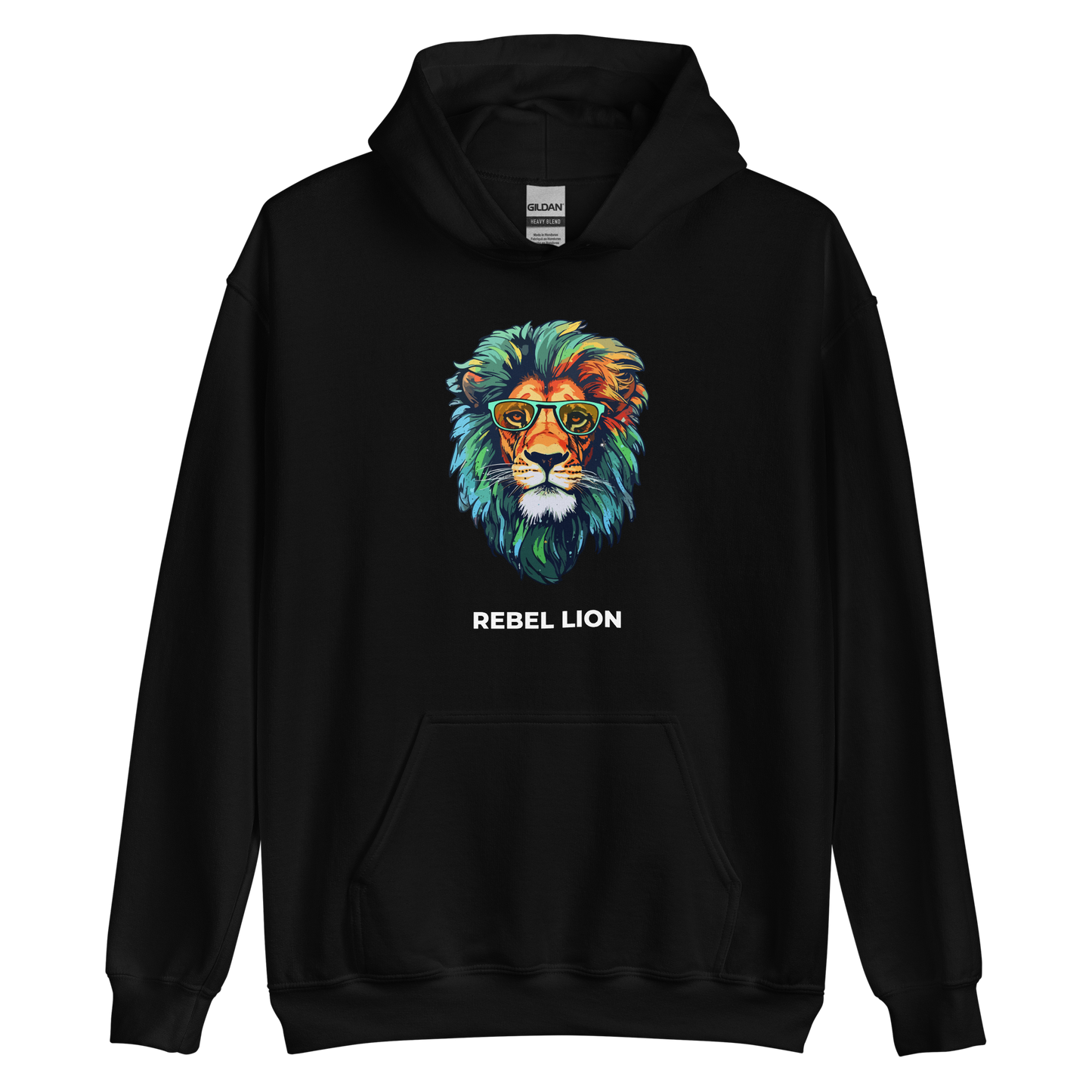 Black Lion Hoodie featuring a fierce Rebel Lion graphic on the chest - Funny Graphic Lion Hoodies - Boozy Fox