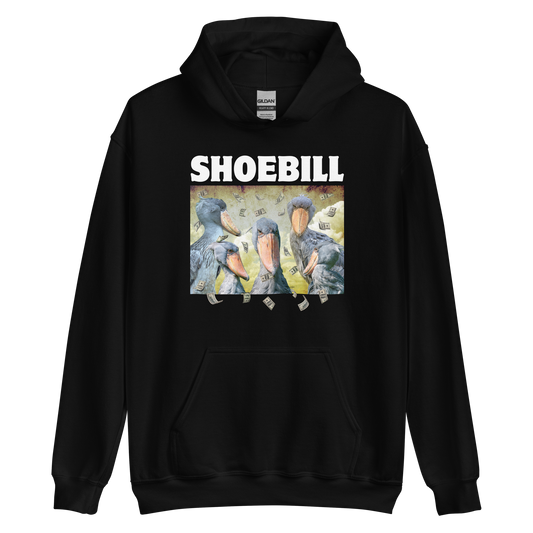 Black Shoebill Hoodie featuring a cool Shoebill graphic on the chest - Artsy/Funny Graphic Shoebill Stork Hoodies - Boozy Fox