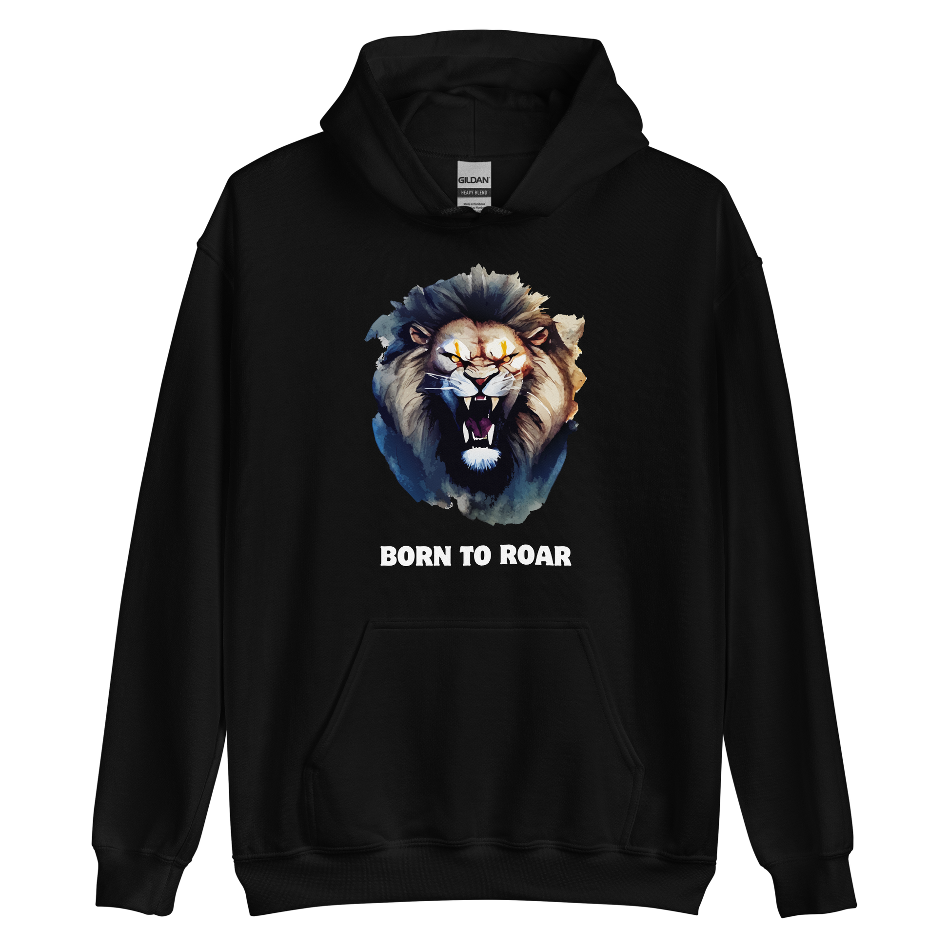 Funny Born to Roar Lion Hoodie in black by Boozy Fox