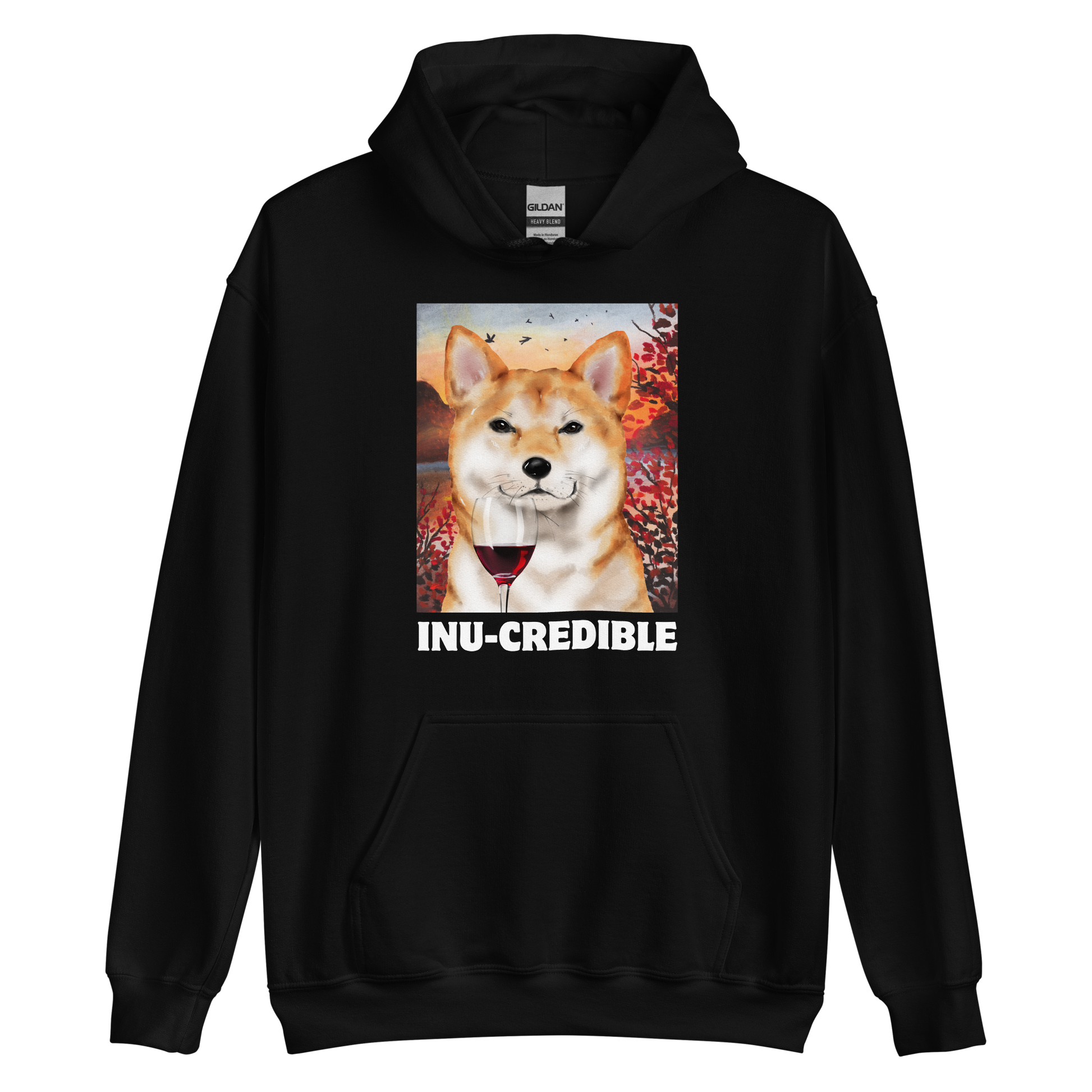 Funny Shiba Inu graphic hoodie in black by Boozy Fox