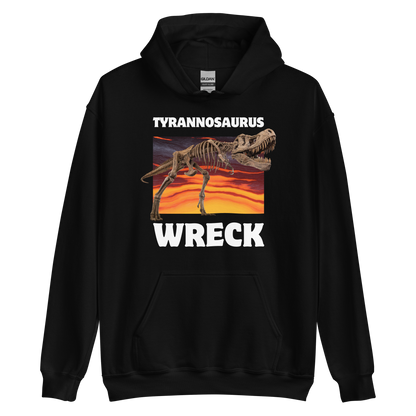 Funny Tyrannosaurus Wreck T-Rex Dinosaur graphic hoodie in black by Boozy Fox