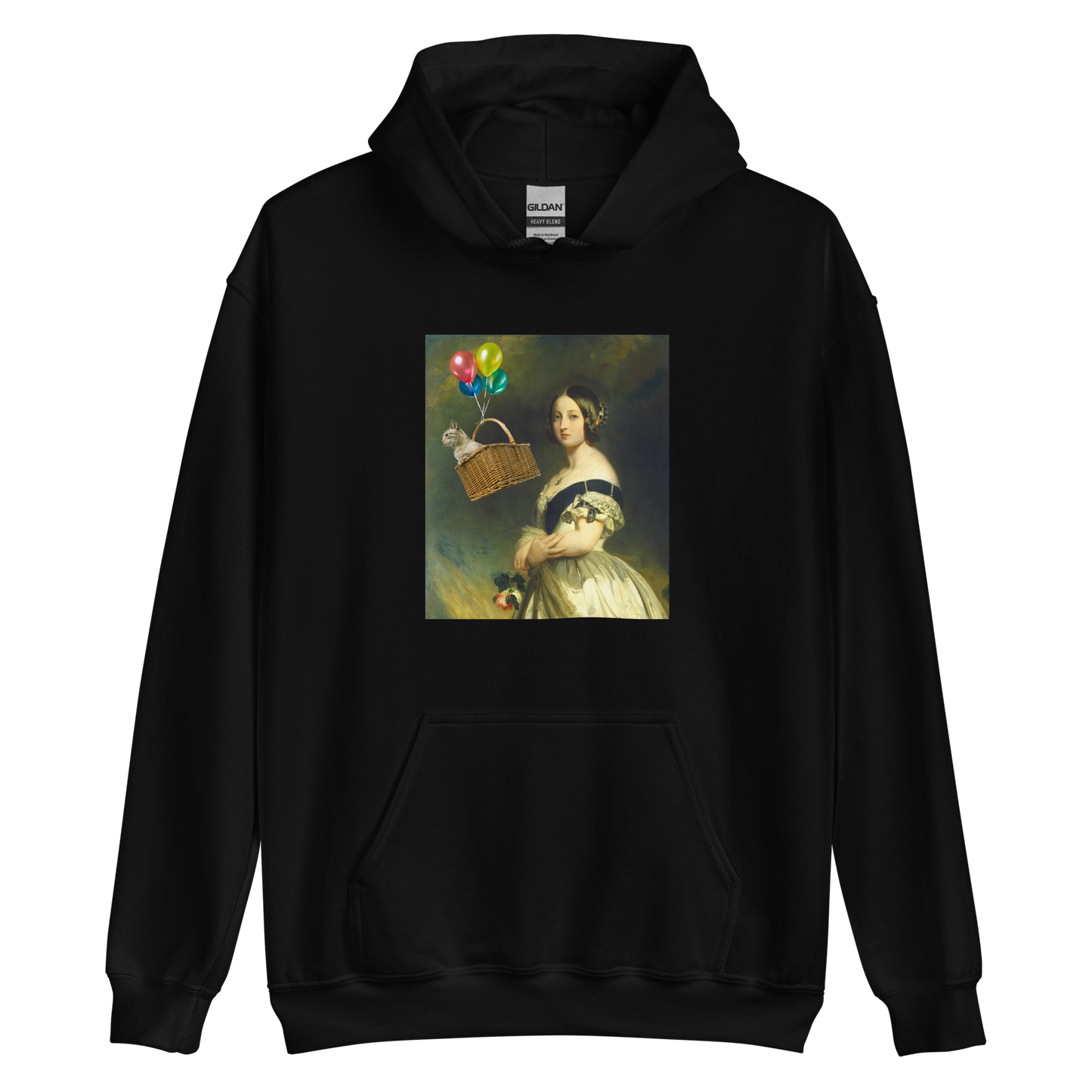 Funny Young Queen Victoria graphic hoodie in black by Boozy Fox