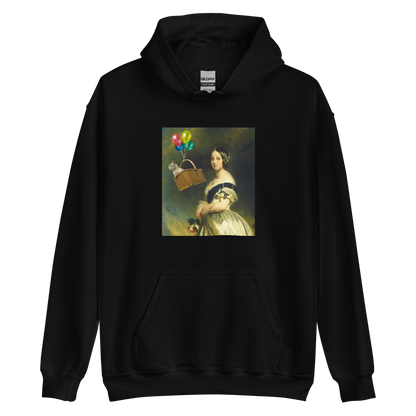 Funny Young Queen Victoria graphic hoodie in black by Boozy Fox