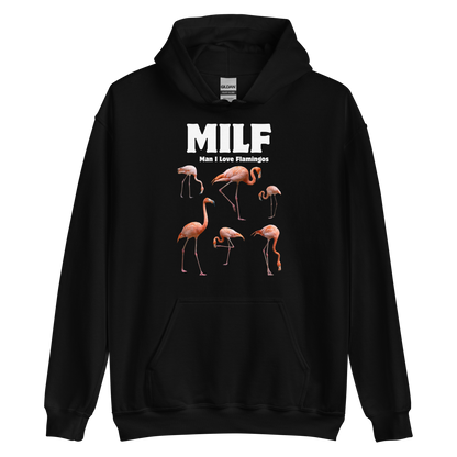 Funny Man I Love Flamingos graphic hoodie in black by Boozy Fox