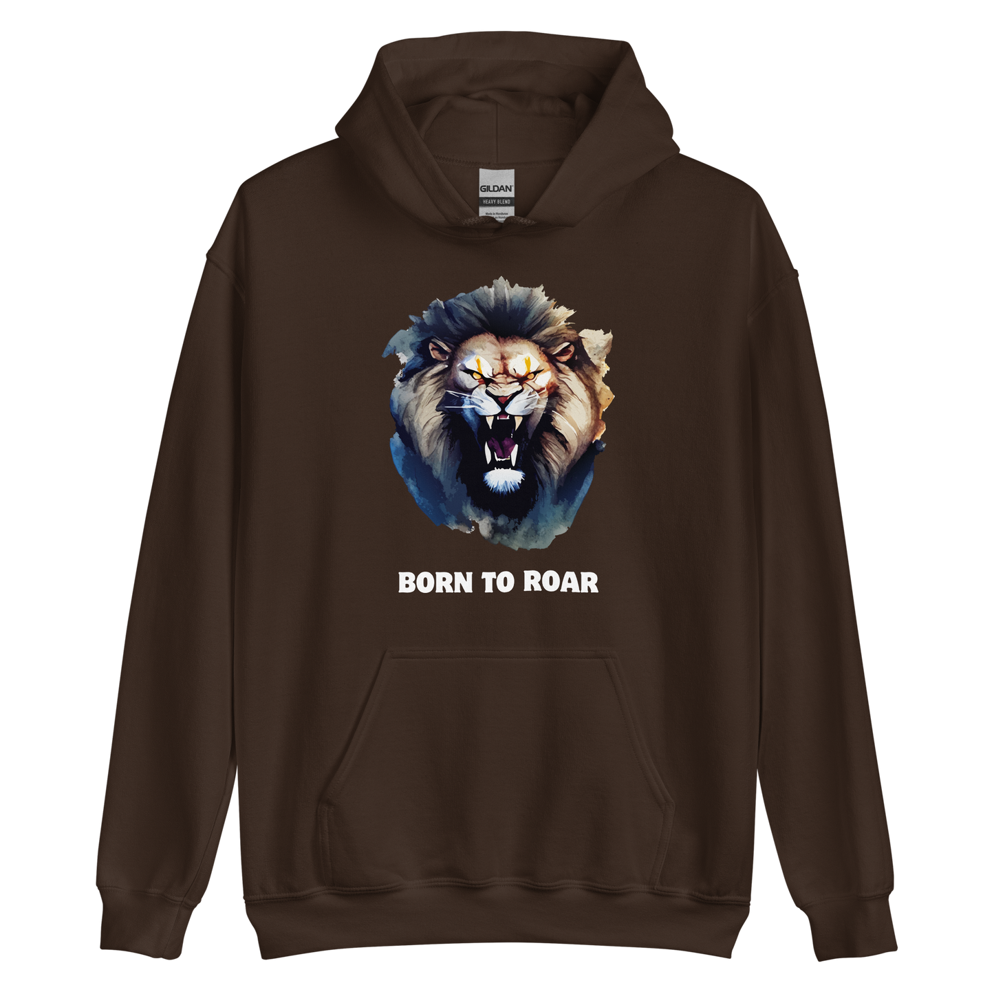 Funny Born to Roar Lion Hoodie in chocolate brown by Boozy Fox