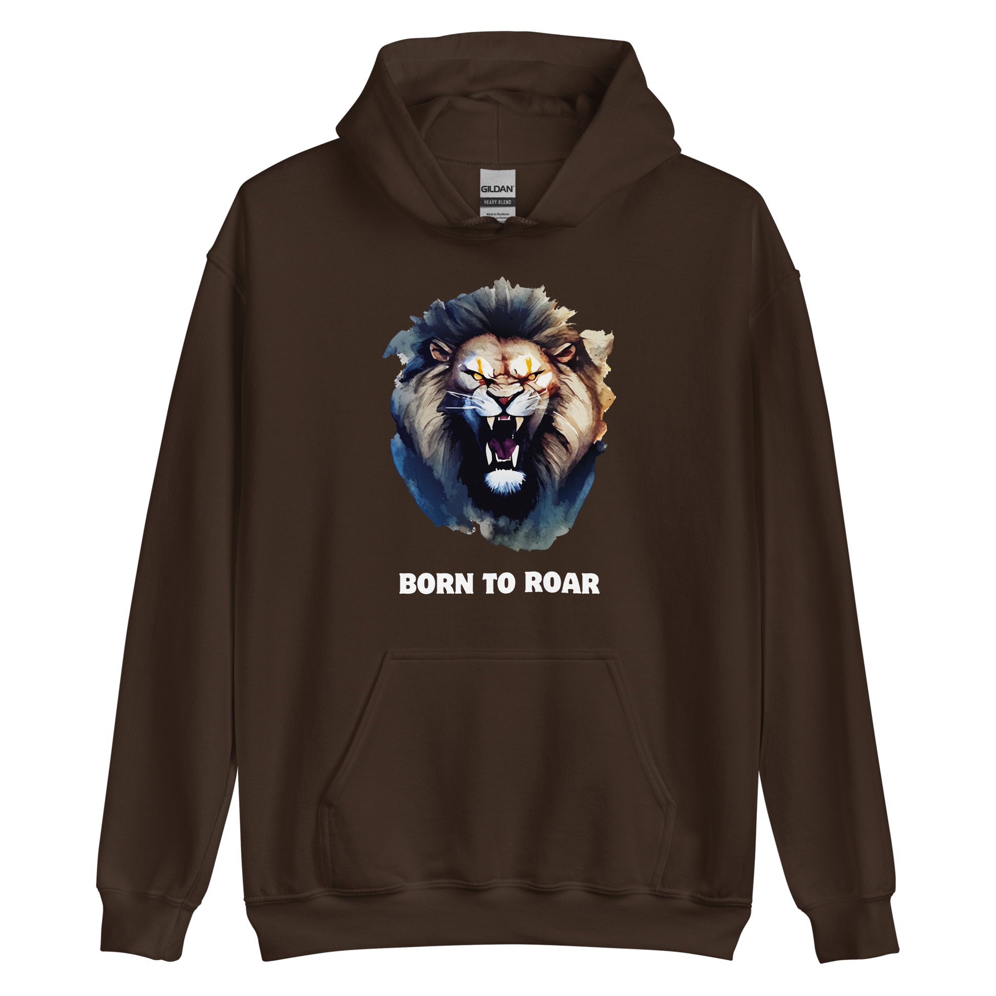 Funny Born to Roar Lion Hoodie in chocolate brown by Boozy Fox